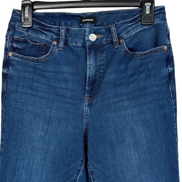 Express Medium (6/9/10) Skinny Jeans Hi-Rise Pockets Zip-Fly Stretch Blue Womens - Picture 2 of 9